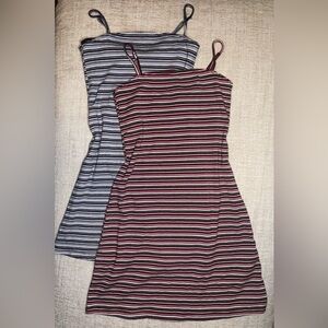 Hollister Ribbed Striped Mini Dresses XS Lot of 2 Preppy Tank  Cami Summer Dress